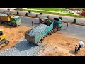 Fantastic Building Standard Foundation Road Construction By Long Dump Trailer And Shantui Bulldozer