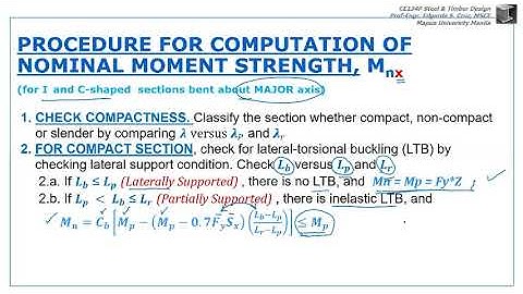 SM1D5 CALCULATION OF NOMINAL MOMENT STRENGTH, Mn   FLEXURAL MEMBERS