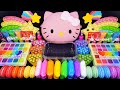 Hello kitty slime mixing makeup into clear slime asmr satisfying  406