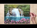 Acrylic Painting Hidden Waterfalls Landscape