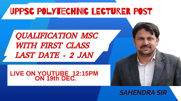 UPPSC POLYTECHNIC | QUALIFICATION MSC FIRST CLASS | LAST DATE 2 JAN | C4U