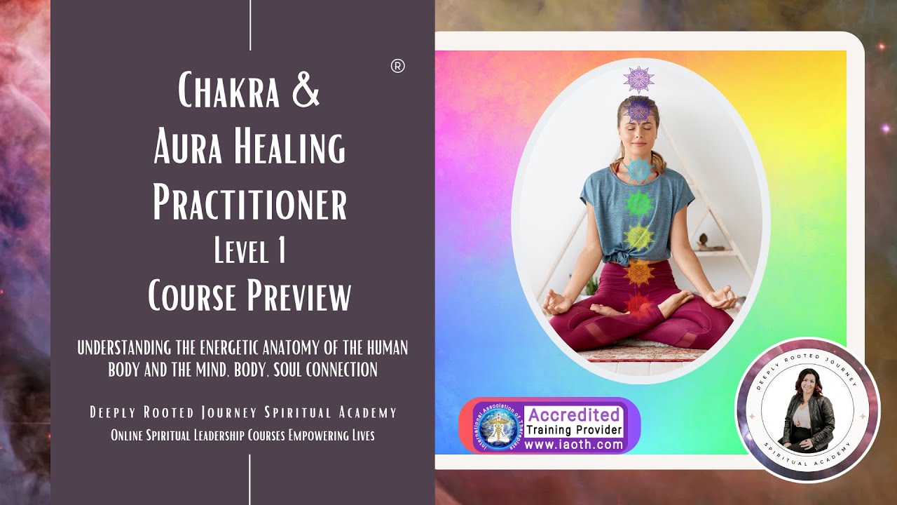 Poster Human energy body, aura, chakra in meditation 