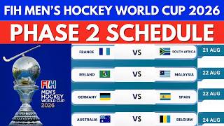 Men’s Hockey World Cup 2026 Second Round Schedule | Second Phase Full Schedule & Format