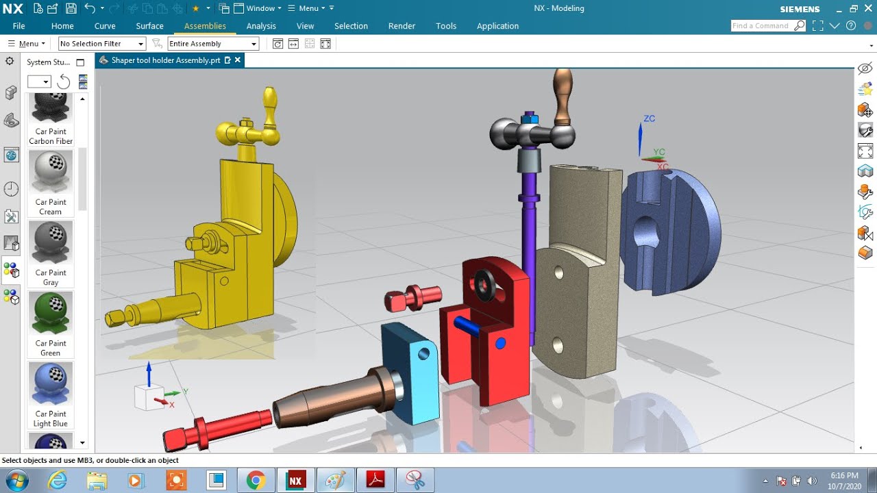 NX CAD Shaper Tool Holder Assembly YouTube