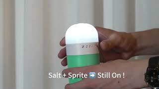 Emergency light, no need electricity, no need charging, light on with salt water, eco friendly. 