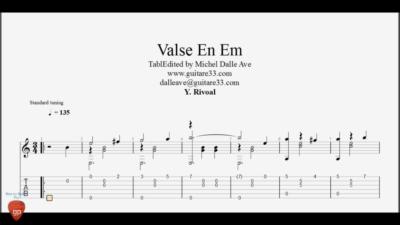 Y. Rivoal - Valse En Em - Guitar Pro Tab
