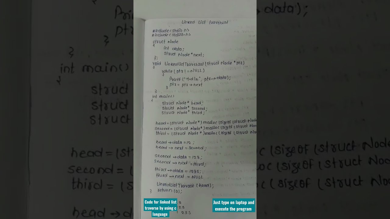 linked list traversal code by using c language