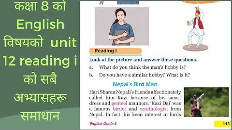 class 8 english subject unit 12/ reading i /writing i /grammar i all exercises solution