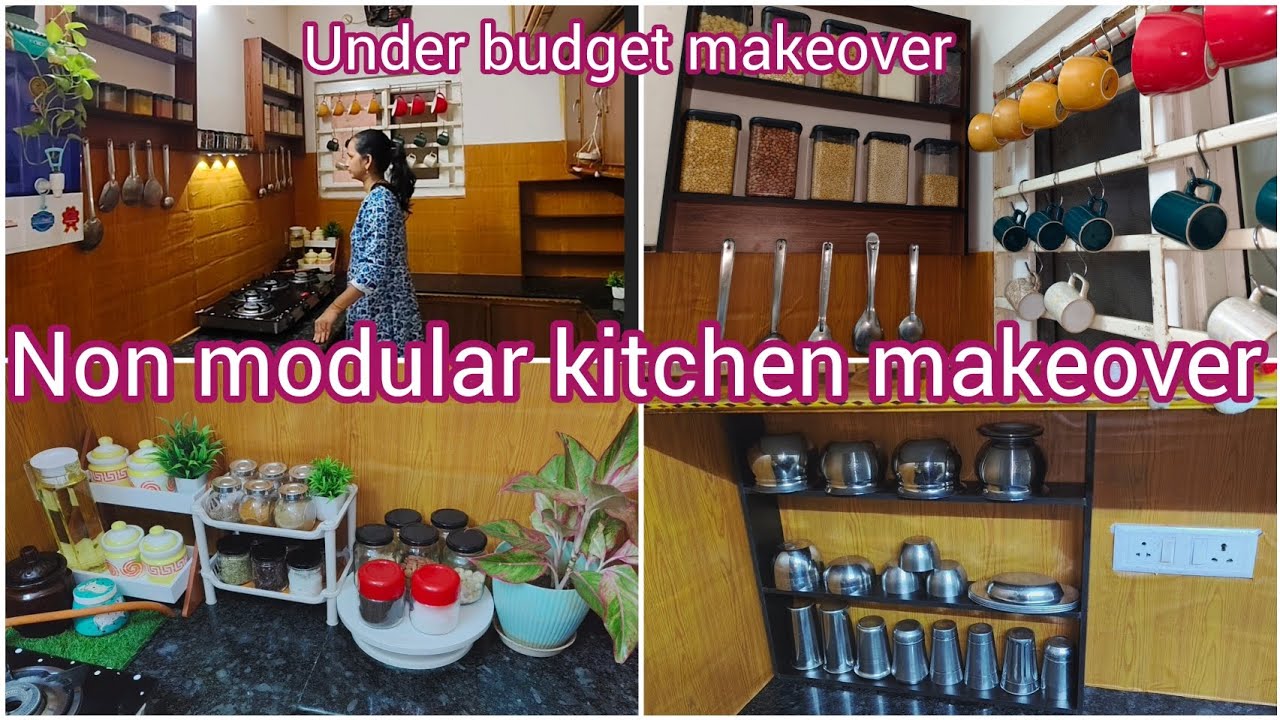 Non modular kitchen makeover | under budget makeover | kitchen renovation ideas | kitchen wallpapers
