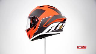 Airoh Valor Full Face Helmet (Matt Orange - 'Wings') - 360 spin