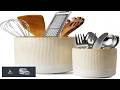 Pokini Utensil Holder 7.3"+5.3" Ceramic Cooking Utensil Holder for Kitchen Counter Kitchen
