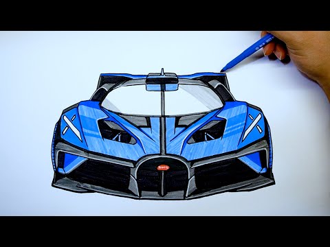 How to draw a car - Bugatti Bolide - Step by step & Coloring