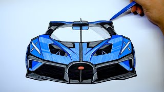 How to draw a car - Bugatti Bolide - Step by step & Coloring screenshot 4