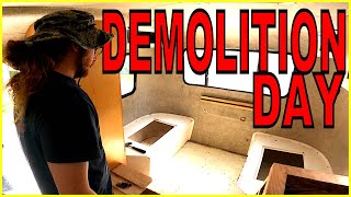 13' SCAMP TRAILER RESTORATION, Custom Tiny Home Build, Tearing out The Floor and Cabinets