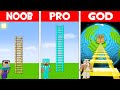 HIGHEST LADDER BUILD CHALLENGE! LADDER BASE in Minecraft NOOB vs PRO vs GOD!