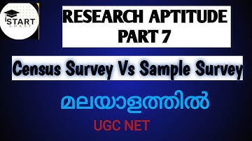 Census Survey and Sample Survey in Malayalam || Research aptitude || UGC NET