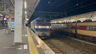 JR西日本381系国鉄色倉敷駅入線とJR貨物EF210 倉敷駅通過