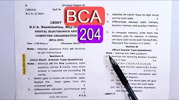 BCA 204 Digital Electronics & Computer Organisation | CCSU BCA 2nd Sem Last Year Paper