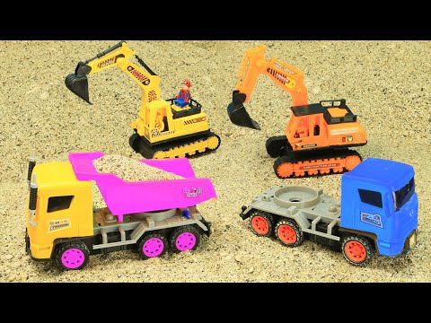 Excavator, Truck, Tractor Stop Motion Auto Transport Rescue Spider-man Stop Motion