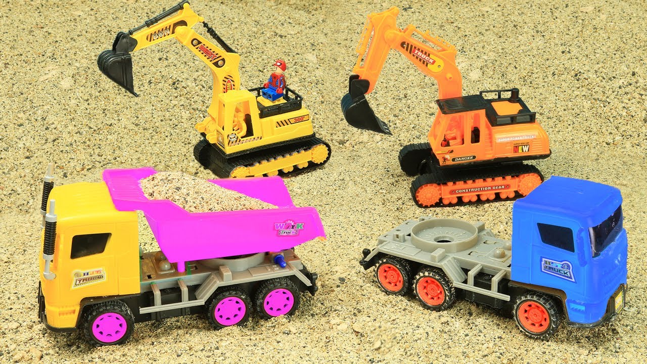 Excavator, Truck, Tractor Stop Motion Auto Transport Rescue Spiderman Stop Motion YouTube