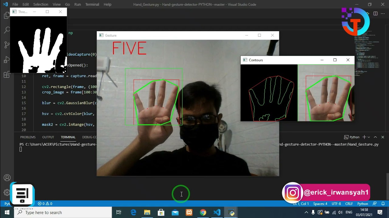 PROJECT GABUT HAND COUNT DETECTOR DENGAN PYTHON OPEN CV #2 - YouTube