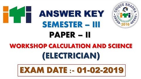 #Workshop #Calculation and #Science #answer #key Semester 3 #Electrician #NCVT #ITI exam #Jan2019