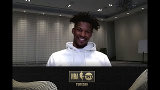 Jimmy Butler Catches Up with His Old Teammate Dwyane Wade on NBA on TNT Tuesday