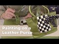 Hand painted purse  painting on leather bag