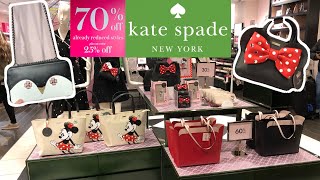 KS ♠️ Kate Spade美国店里实拍，最新迪士尼.米奇联名系列。琳琅满目的清仓区一律3折再加额外75折，大号托特包不到70美元。猫咪系列小包，小羊皮系列，不要错过【微信:852882702】