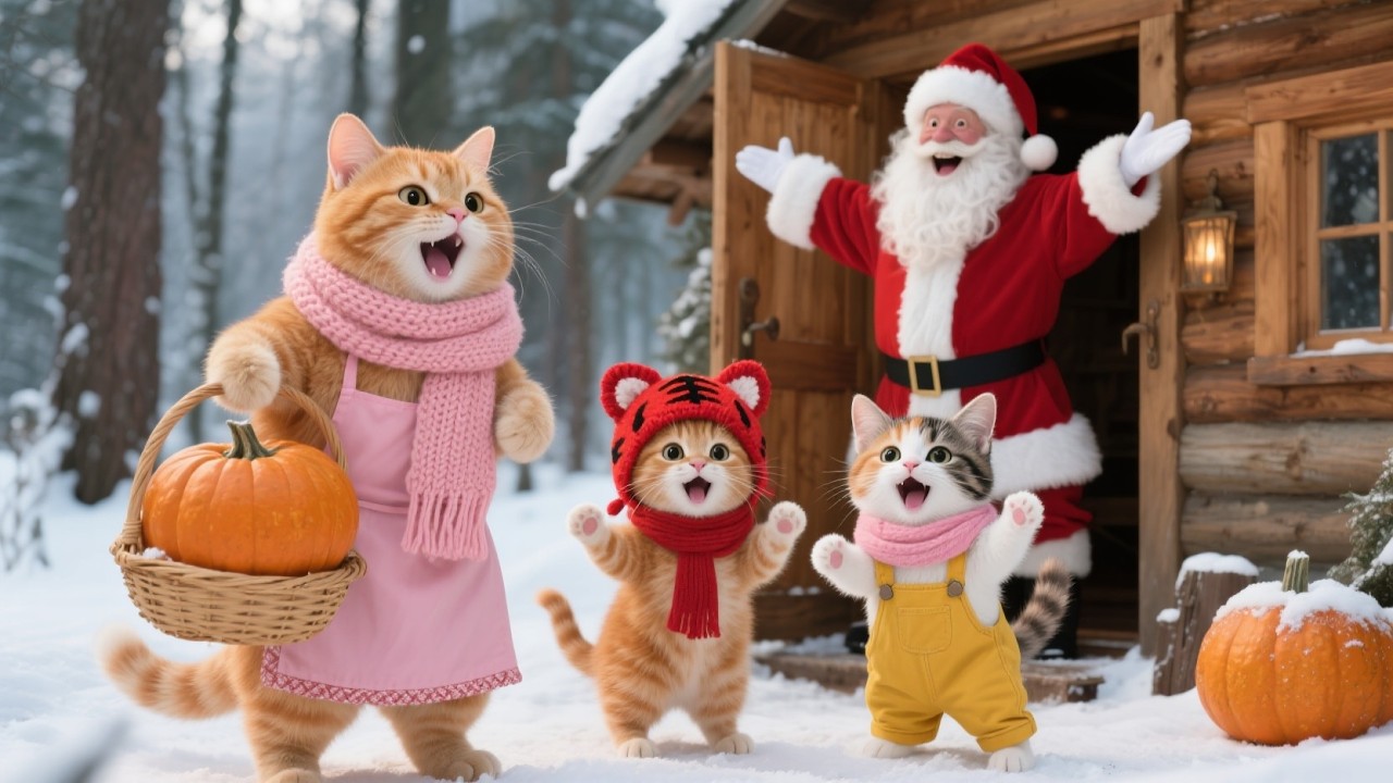Cat Family's Christmas Adventure: Helping Santa & Riding the Sleigh 🛷🎅 ...