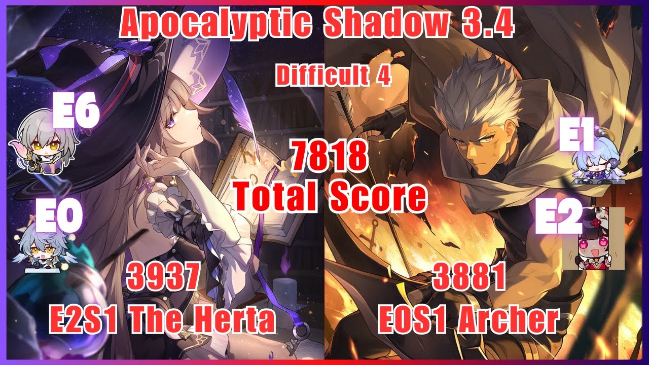 Apocalyptic Shadow 3.4 - E2S1 The Herta & E0S1 Archer 7818 AV clear | Honkai Star Rail