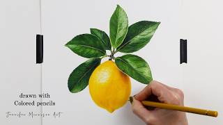 Drawing a Realistic Lemon with Leaves using Colored Pencils