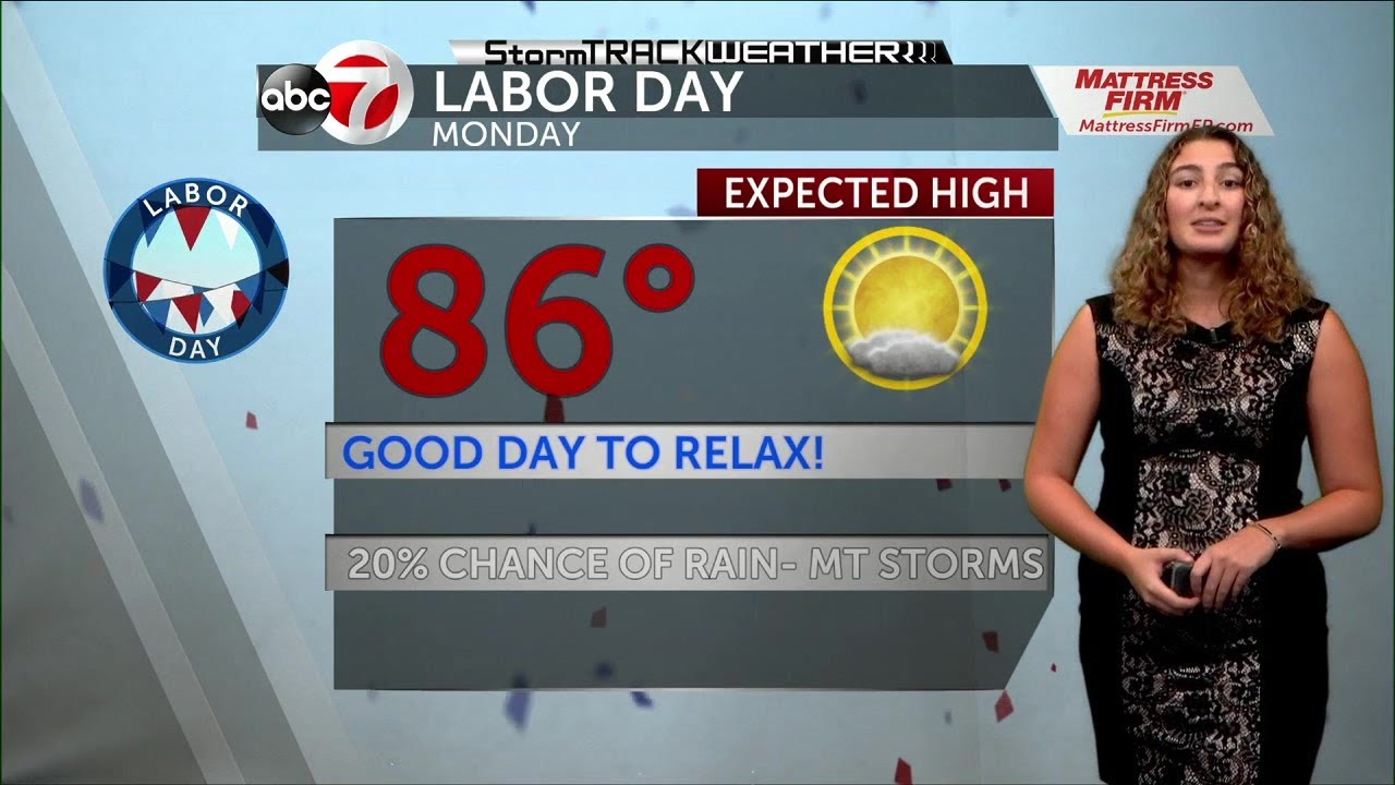 ABC-7 StormTRACK Weather: Rain chances decrease in time for Labor Day ...