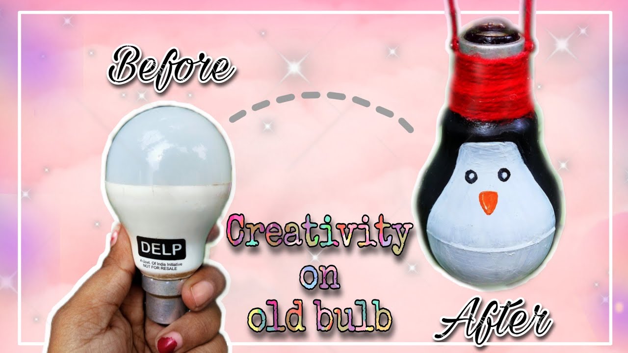 Easy Bulb Painting Ideas || Old Bulb Craft || DIY Bulb Penguin