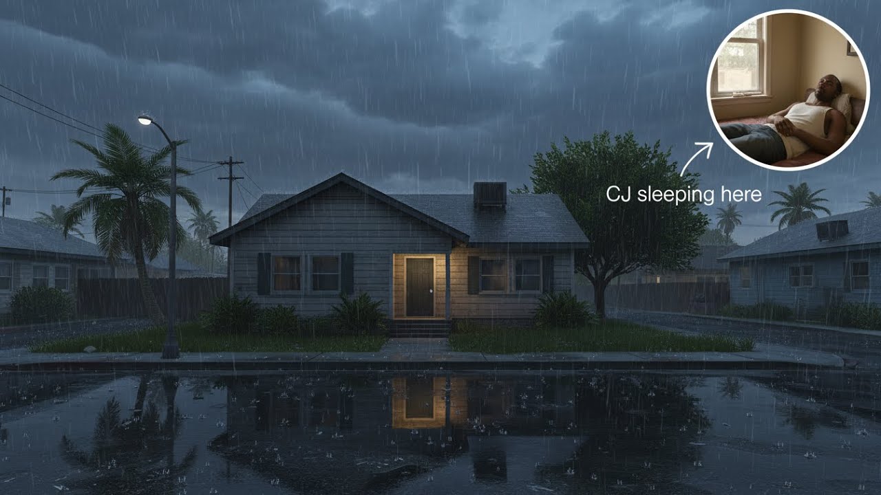 CJ Sleeping on Grove Street 🌧️ | Heavy Rain Ambience GTA San Andreas