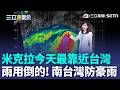 米克拉颱風今最近台！引入西南風 南台灣防局部「豪雨」 梅雨又來了！週五起全台有雨 午後防較大雨勢 米克拉續減弱 強風切+乾空氣 結構高低層分離｜三立新聞LIVE