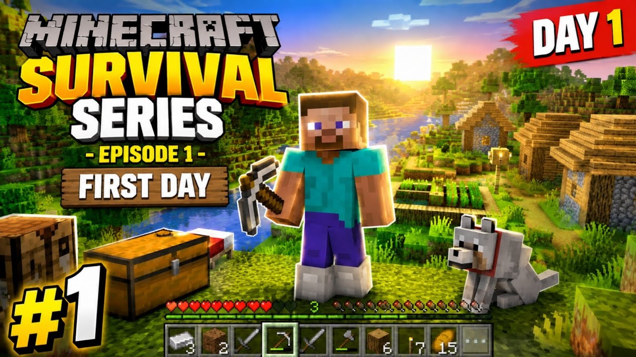 Minecraft Survival Series #1 | First Day Survival 🔥 #video #viral - YouTube