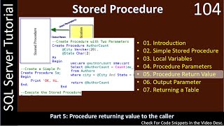 Stored Procedure | Part 5 - Procedure with Return Value | SSMS TSQL Tutorial #104