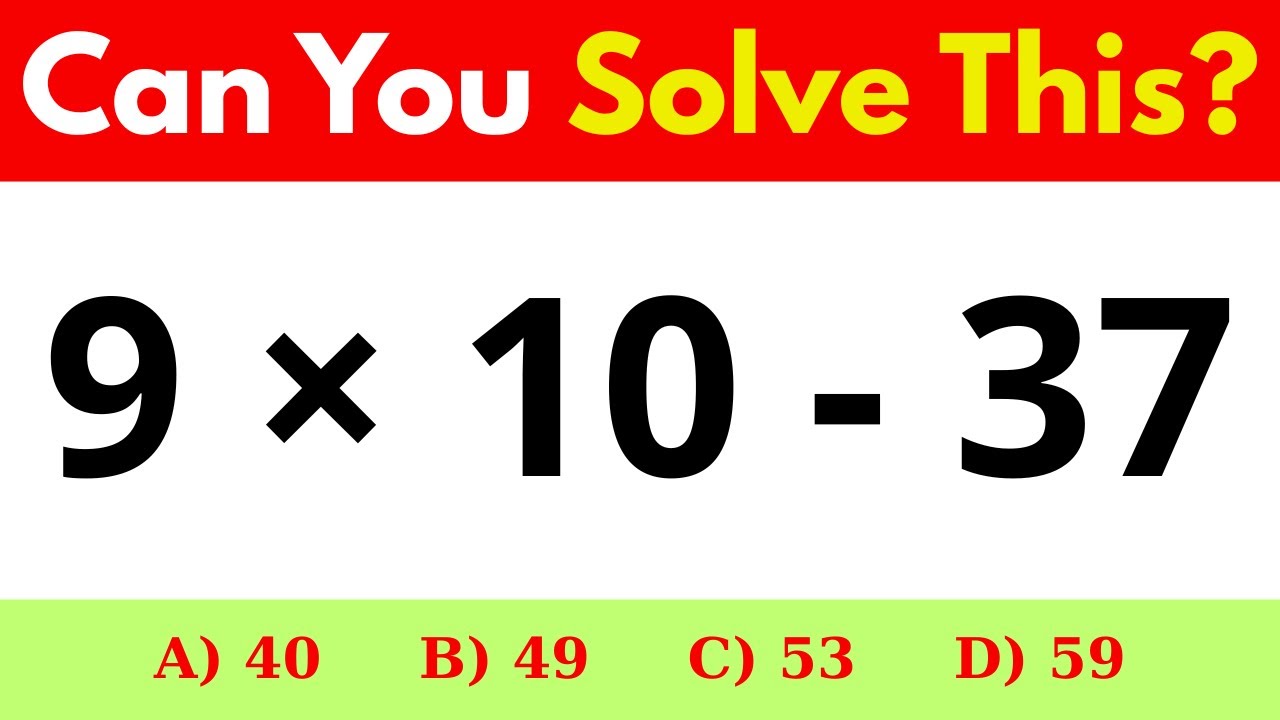 🧮 40 Mixed Math Questions | Easy, Medium & Hard Levels Fun Brain ...