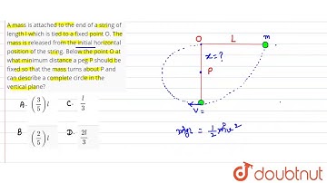 A mass is attached to the end of a string of length l which is tied to a fixed point O.
