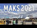 Maks 2021. Aviasalon. International Aviation and Space Salon.. Walking tour 4k. Part 1.