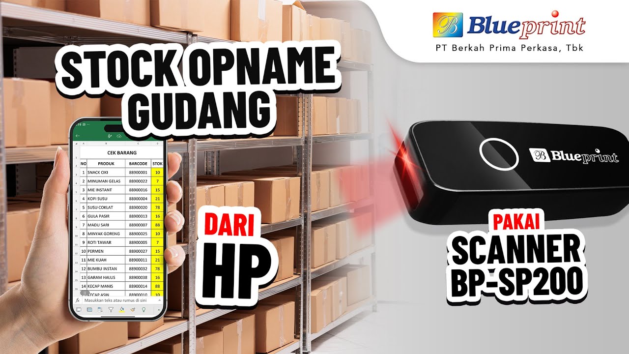 Hitung Stock Pakai Scanner Blueprint SP200 dari HP | BPVID