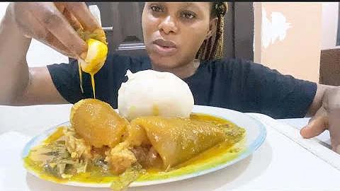 Asmr Mukbang Oha Soup with Fufu/ AFRICAN FOOD MUKBANG