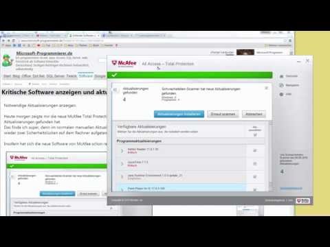 McAfee Total Protection Kritische Software anzeigen und aktualisieren
