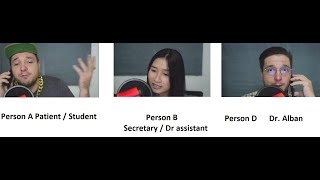 Telephone etiquette lesson vocabulary and example (Dr Alban now a dentist)