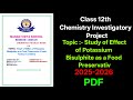 Study of Effect of Potassium Bisulphite as a Food Preservative | Class 12 Chemistry Project 2025-26