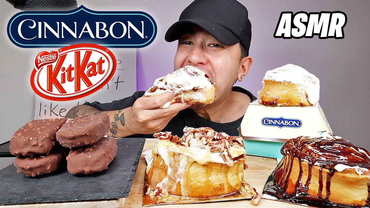 ASMR I Was CRAVING Cinnabons And Kit Kat Ice Cream Bars | Real Eating Sounds