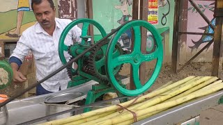 : Fresh Sugarcane Juice Making | Ganne ka Juice | Indian Street food