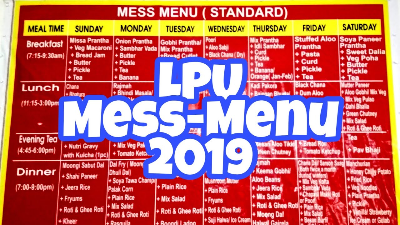 LPU Fresher Mess Menu Mess Menu Details Lovely Professional lpu-fresher-mess-menu-mess-menu-details-lovely-professional