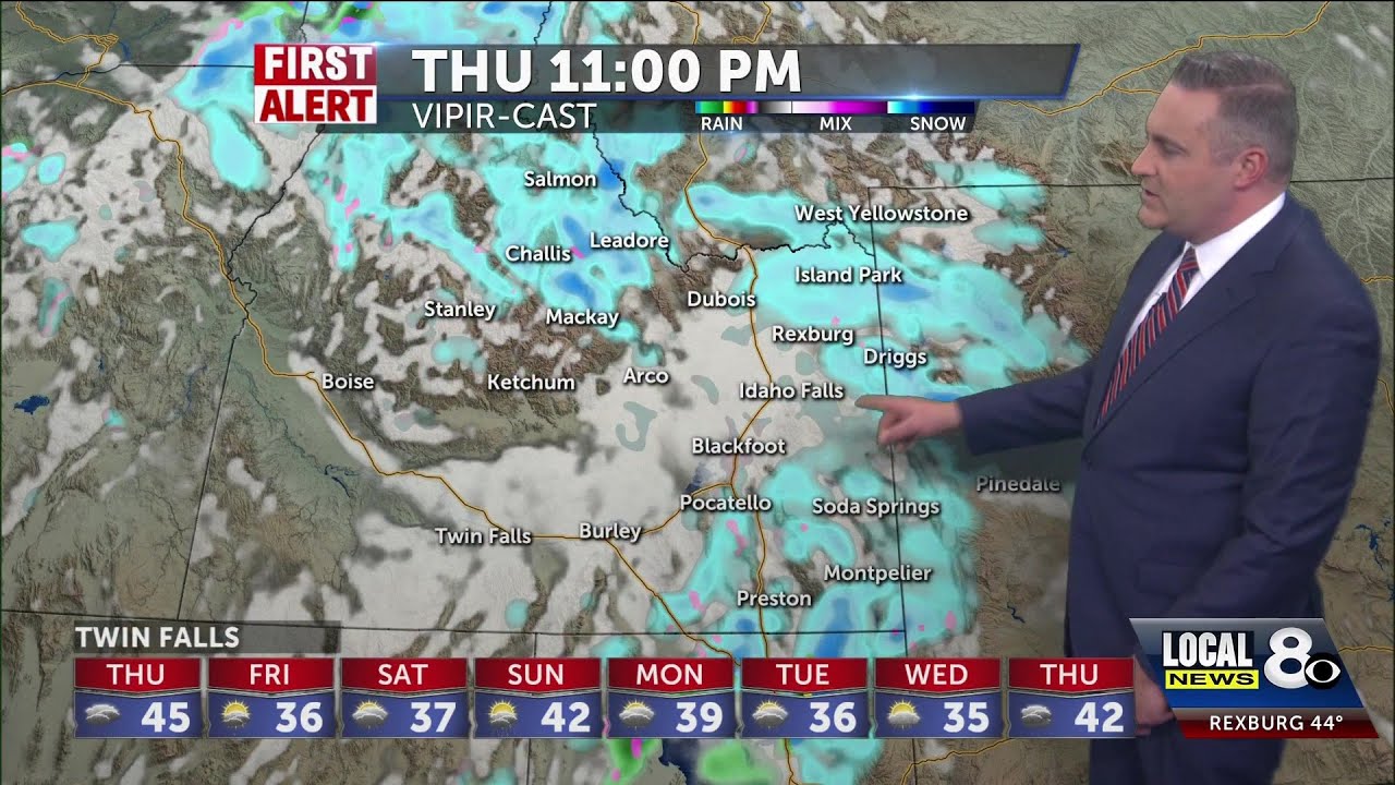 Gusty winds with scattered rain and snow for Thursday - YouTube
